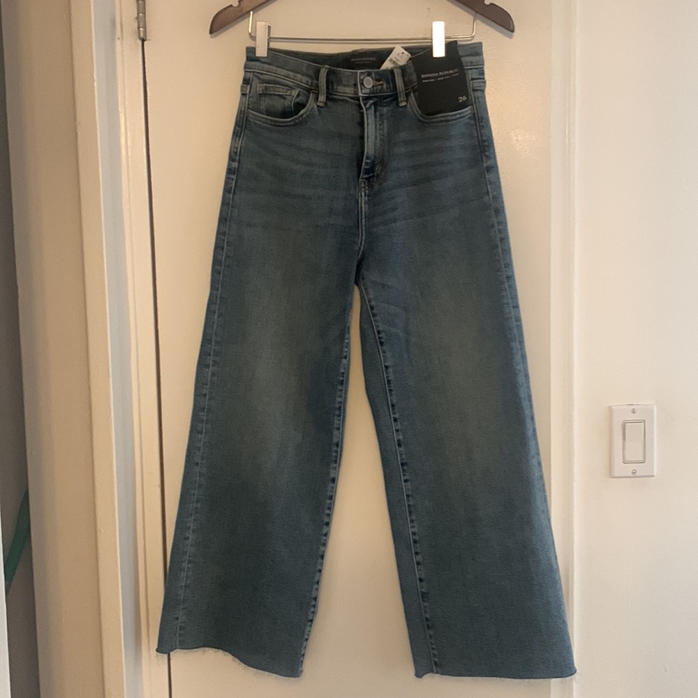 Banana Republic High Rise Wide Leg Crop Jeans Sz 26